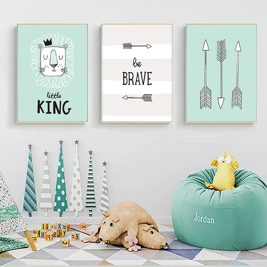 Dibujo De Leon Azul Flecha Brave Nursery Boy Room Decorated Lienzo