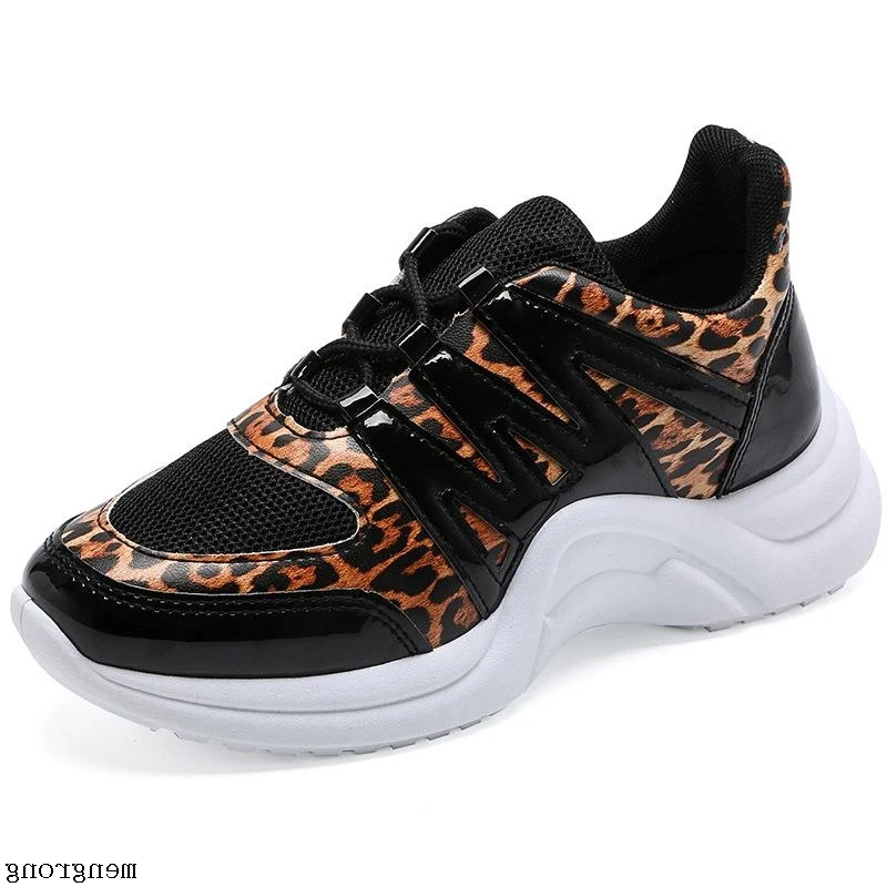 

Women Sneakers 2019 Autumn Mesh+PU Women Casual Shoes Flats Platform Women Shoes Spring Breathable Fashion off Leopard Shoes