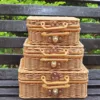 Vintage Handmade Rattan Woven Storage Case Portable Makeup Travel Picnic Luggage Basket Holder Suitcase Sundries Organizer Box 3