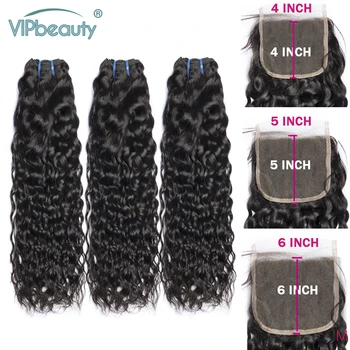 

Water Wave Human Hair Bundles With 4x4 5x5 6x6 Closure Free Part Pre Plucked Brazilian Bundles With Closure Remy Hair Extension