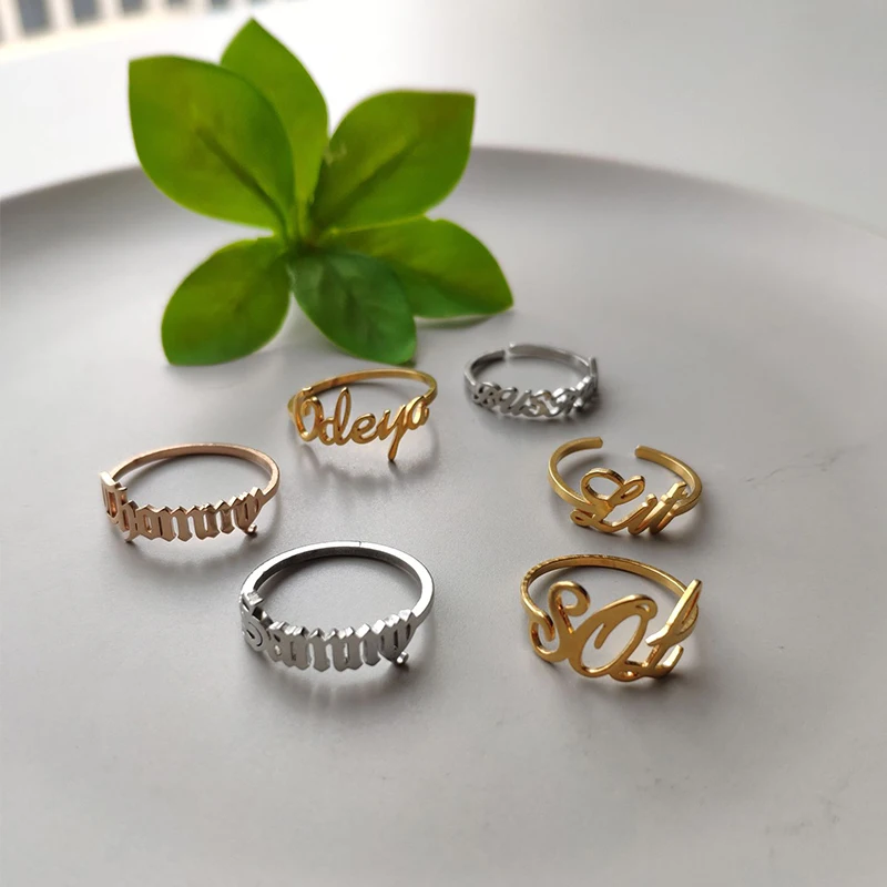 Custom Old English Name Ring Custom Ring Stainless Steel Letter