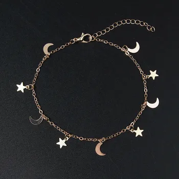 

New Fashion Gold silver color Moon Star Charm bracelet for Women Girls Bracelets & Bangle Jewelry Accessories