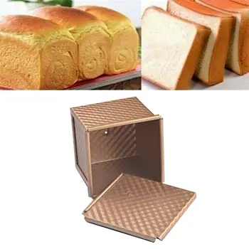 

1PCS Square Water Cube Toast Box Loaf Tin Cake Mould Bread Mold Baking & Pastry Tools Teflon Coating With Lid