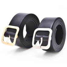 Moda feminina meninas cintos de couro quadrado metal fivela cinto cintura cintura cintura