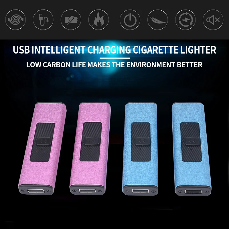 

Mini Electroplating Electric Lighter Small Double Side Cigarette Lighter USB Recharging Windproof Flameless Portable Lighter