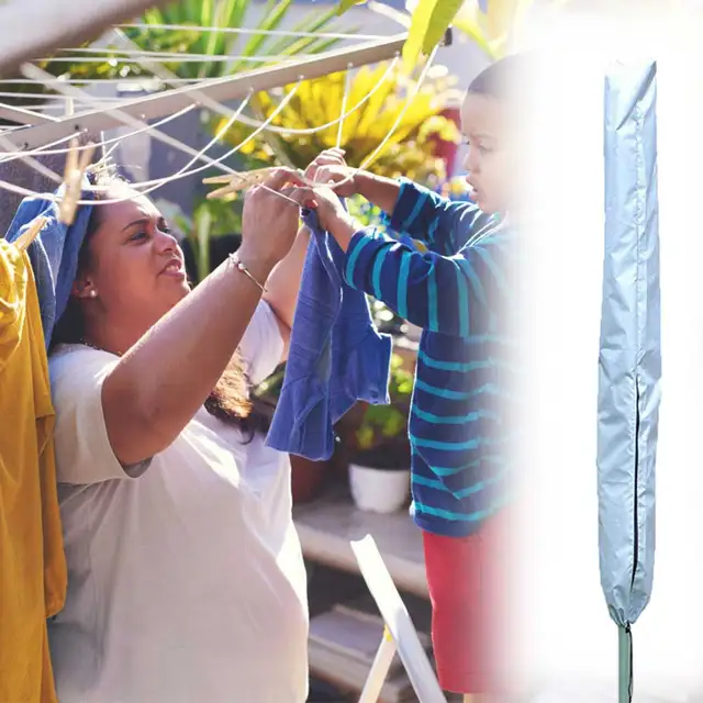 1Db Esernyő Szárító Állvány Forgó Fedele 210D Oxford Kendő Víz Ruhák Védő Burkolata A Kültéri Kerti Udvarhoz - Image 4