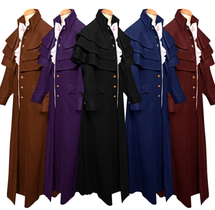 

Средневековый костюм унисекс, водолазка, зимнее пальто в стиле стимпанк, с воротником-стойкой, для косплея на Хэллоуин, одежда героев