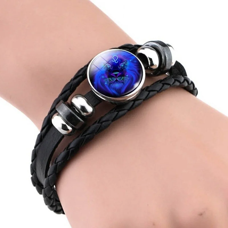 Bracciale In Pelle Con Ciondolo Costellazione - 12 Segni Zodiacali, Unisex, Regalo Personalizzato - Foto 12