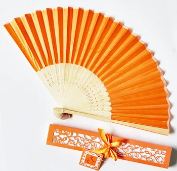 

Wedding Favors Silk like Elegant Orange Clothing Fans