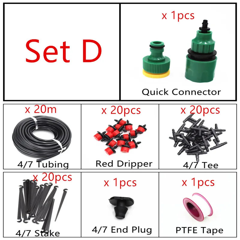 D 5/15/25m Adjustable Dripper Set Spray Water Cooling Water Irrigation Automatic watering Kit Set Drip Irrigation Garden Watering - Цвет: D