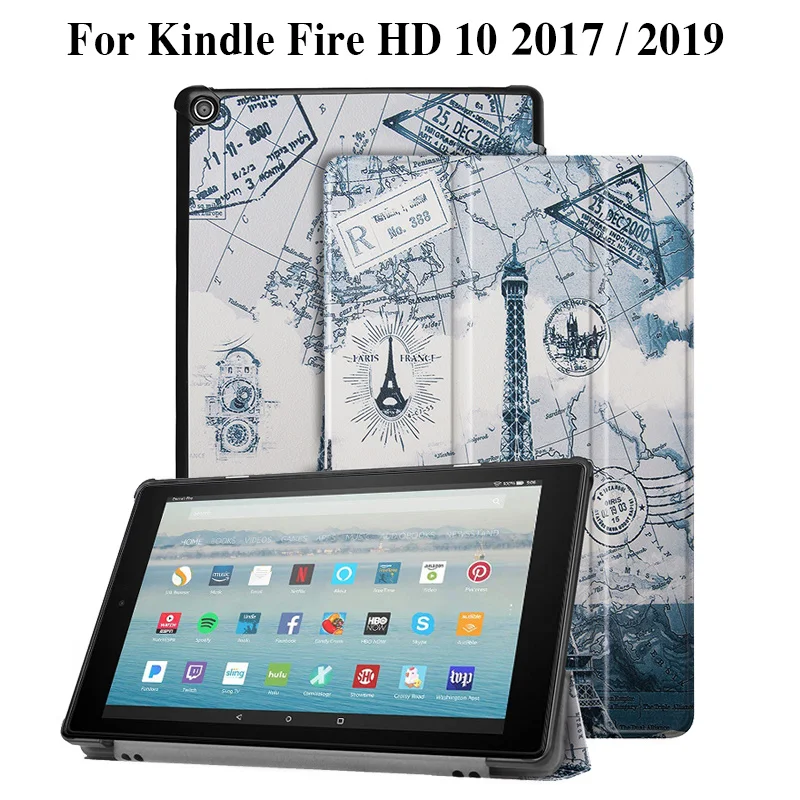 Складной чехол для Amazon Kindle Fire HD 10 чехол для Amazon Fire HD 10 Чехол-книжка из искусственной кожи+ подарок