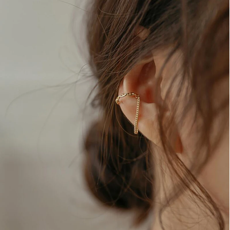 1 PC  Punk Ear Clip Long Tassel Earrings for Women Zircon Ear Cuff Earring Ear Line Fashion Jewelry Gift