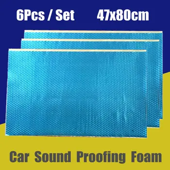 

6Pcs Car Glass Fibre Sound Insulation Proofing Deadening Closed Cell Soundproofing Foam Car Hood Engine Heat Mats 47X80CM