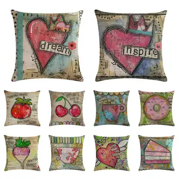 

Cartoon fruit water radish pattern cushion cover cherry doughnut holding pillow case car sofa chair warm home decoration 45x45cm