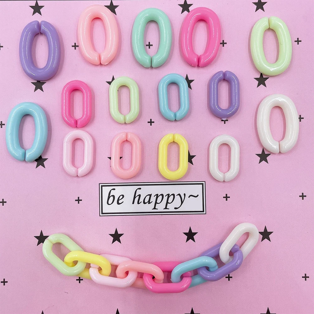 100 Stück bunte U-förmige Öffnungsring aus Acryl, Macarons, Kunststoff, kann zusammengebaut werden, Kette, Rucksackkette, DIY-Ohrring-Zubehör