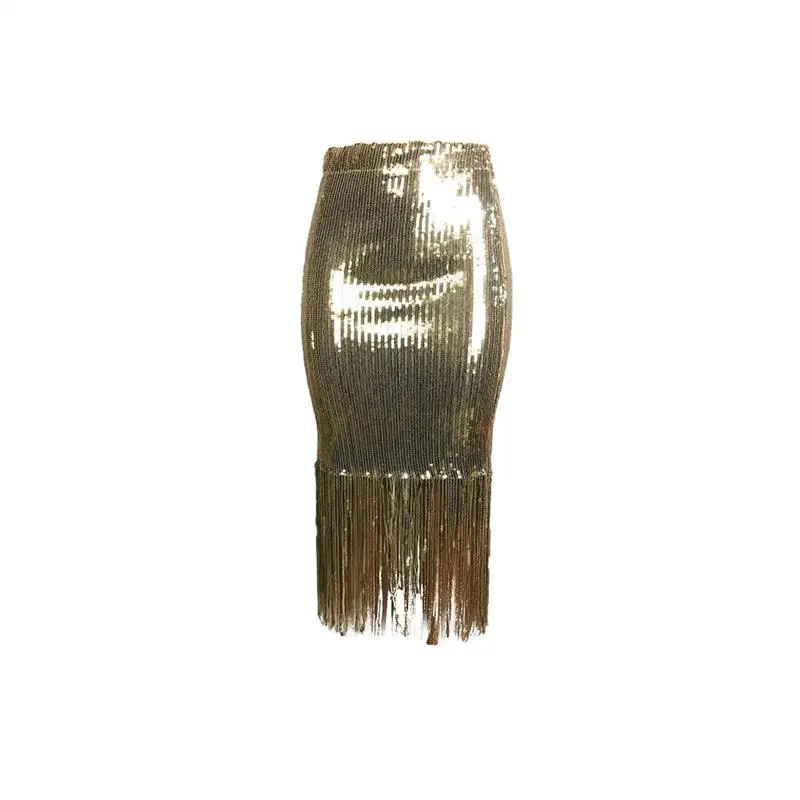 bodycon Skirt Новинка, накидка с бахромой и блестками, Женская юбка, высокая талия, посылка, юбки в стиле ретро, вечерние, длинные юбки - Цвет: bodycon Skirt
