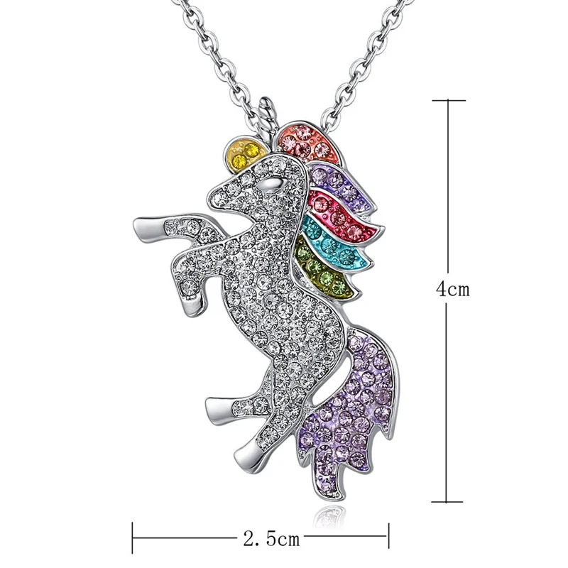 Cartoon Colorful Unicorn Necklace Earrings Bracelet Set Valentine's Day Gift Jewelry