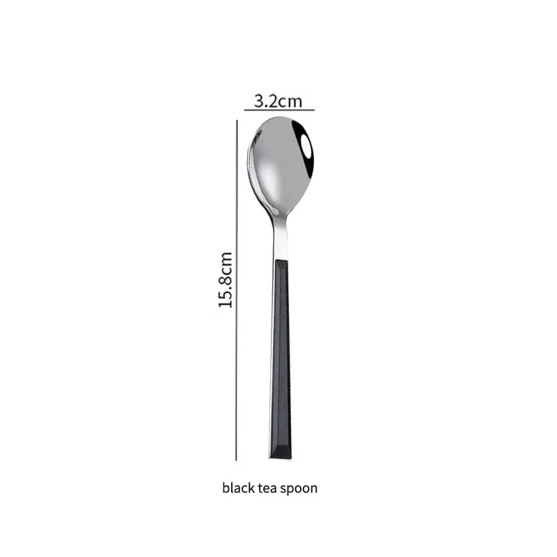 black teaspoon 1 шт. Посуда из нержавеющей стали западные продукты для стейка вилка ложки, кухонные принадлежности долговечная посуда западные столовые приборы - Цвет: black teaspoon