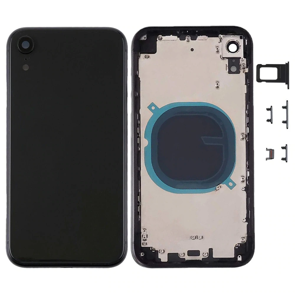 Для iPhone XR задняя крышка задний корпус сменный части 6 цветов Задняя стеклянная средняя рамка Шасси крышка батареи Дверь для ремонта XR