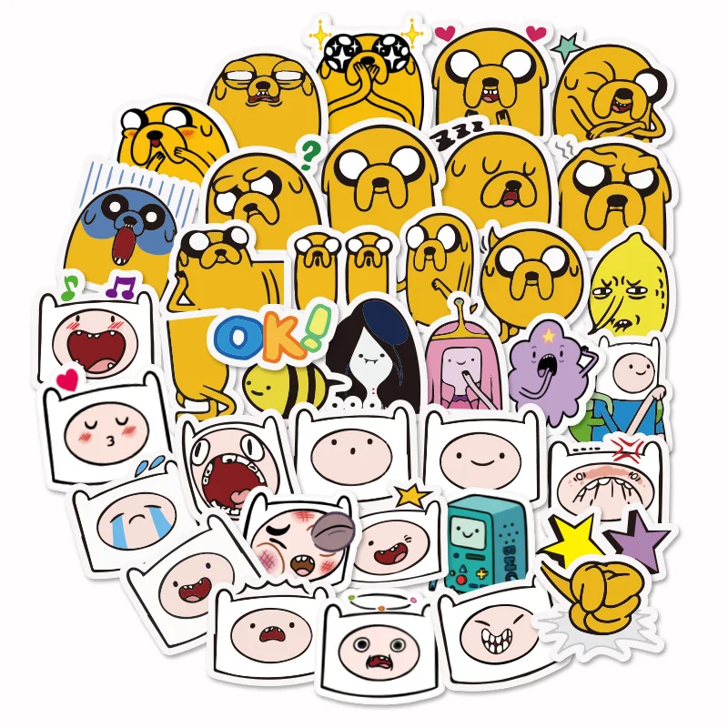 40pcs Animal Adventure Time Stickers PVC Waterproof Scrapbooking Luggage Motorcycle Guitar Skateboard Funny Sticker Kids Toys