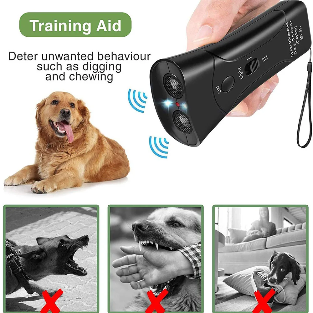 Pet Dog Repeller Anti Barking Stop Bark Training Device Trainer LED Ultrasonic Anti Barking Ultrasonic Without Battery-2