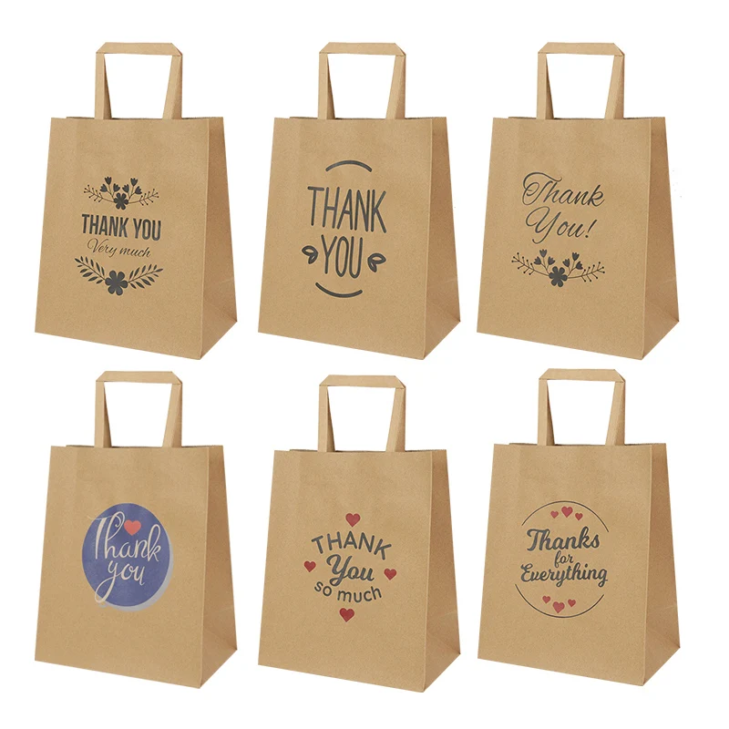 5pcs "Thank You" Paper Bag Wedding Birthday New Year Party Gift Packaging Thanksgiving Christmas Decoration Portable Gift Bag
