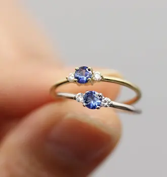 

Plated Anillos Silver 2 Color Hot Sale Simple Color Ice Crystal Sapphire Ring Female Diamond Rings For Women 14k Gold Jewelry