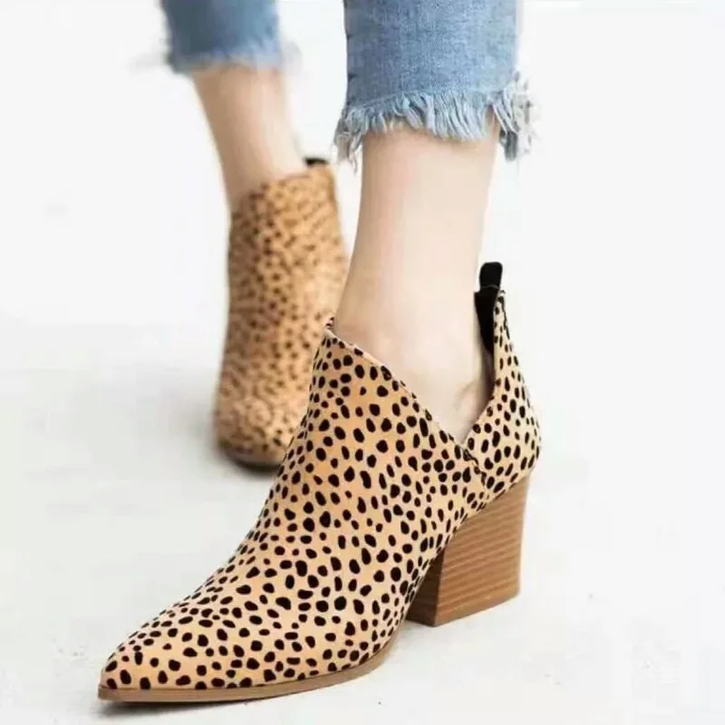 

2020 Women's Shoes Spring New Fashion Booties Pointed Thick with Shallow Mouth Plus Cotton Warm and Comfortable High Heel Boots
