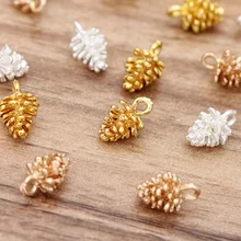 20pcs Metal Small Pine Cone Charm Pendants Gold Silver Accessories for Jewelry Making DIY Charms Pendant Supplies 12x7mm