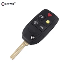 KEYYOU 10 Uds 5 botones Flip remoto clave Shell para Volvo XC70 XC90 V50 V70 S40 V40 V90 C70 S60 S80 S70 plegable clave coche caso