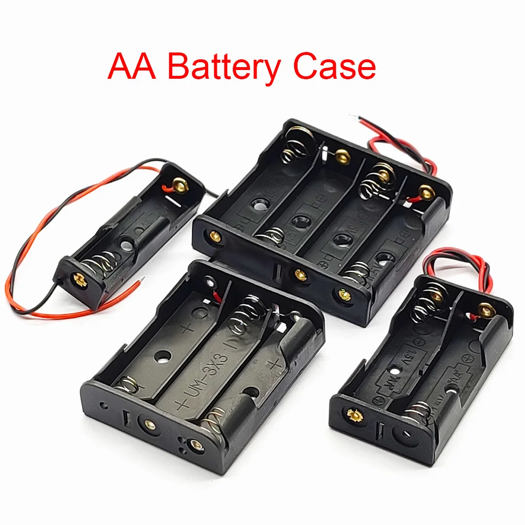 Portabatterie Aa Aa 14500 Dimensioni Power Battery Storage Case Aa Battery Box 14500 Box Leads Con 1 2 3 4 Slot Drop Shipping