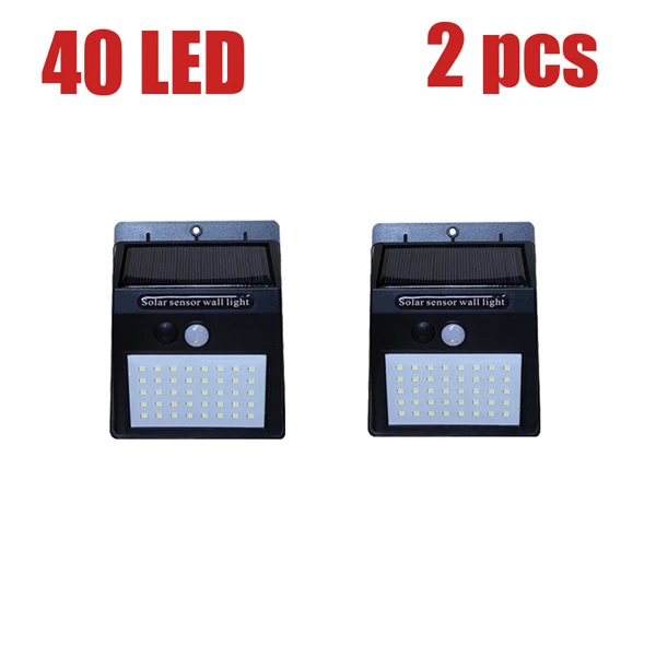 40LED X 2 Низкая мощность, высокая яркость, светодиодный светильник на солнечной батарее, уличный солнечный светильник, 3 режима преобразования, долговечный настенный светильник, водонепроницаемый - Испускаемый цвет: 40LED X 2