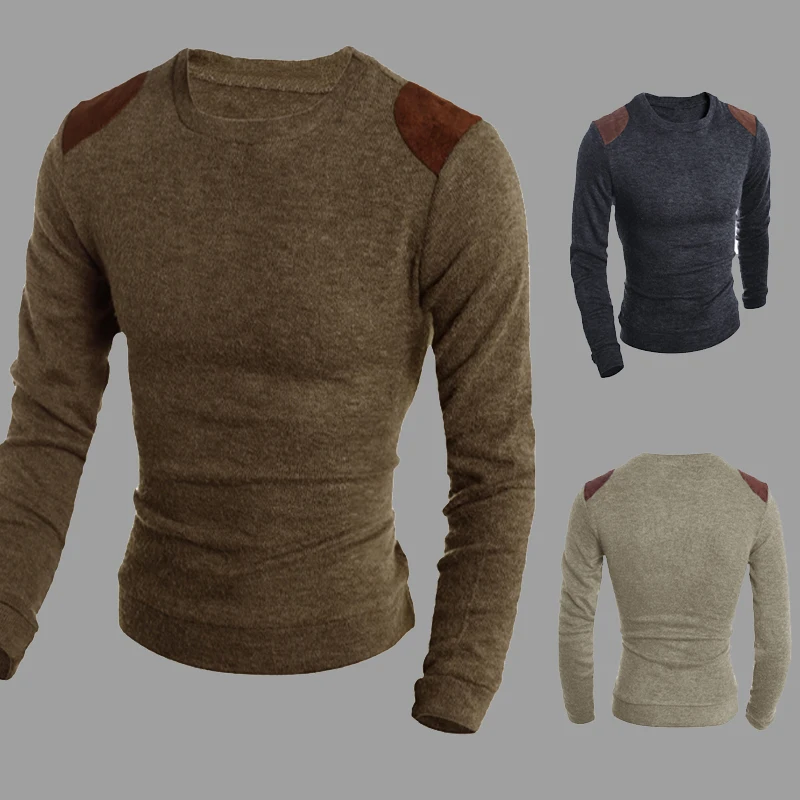 Puimentiua, мужские вязаные свитера, бренд, зима-осень, мужской однотонный Повседневный пуловер с длинным рукавом и круглым вырезом, базовый свитер, одежда
