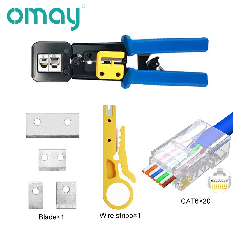 OMAY EZ RJ45 Tool Crimper Hand Network Stripping Tool Plier for RJ11 Cat6 Cat5 8p8c Multi Cable Crimping Stripper Multifunction 