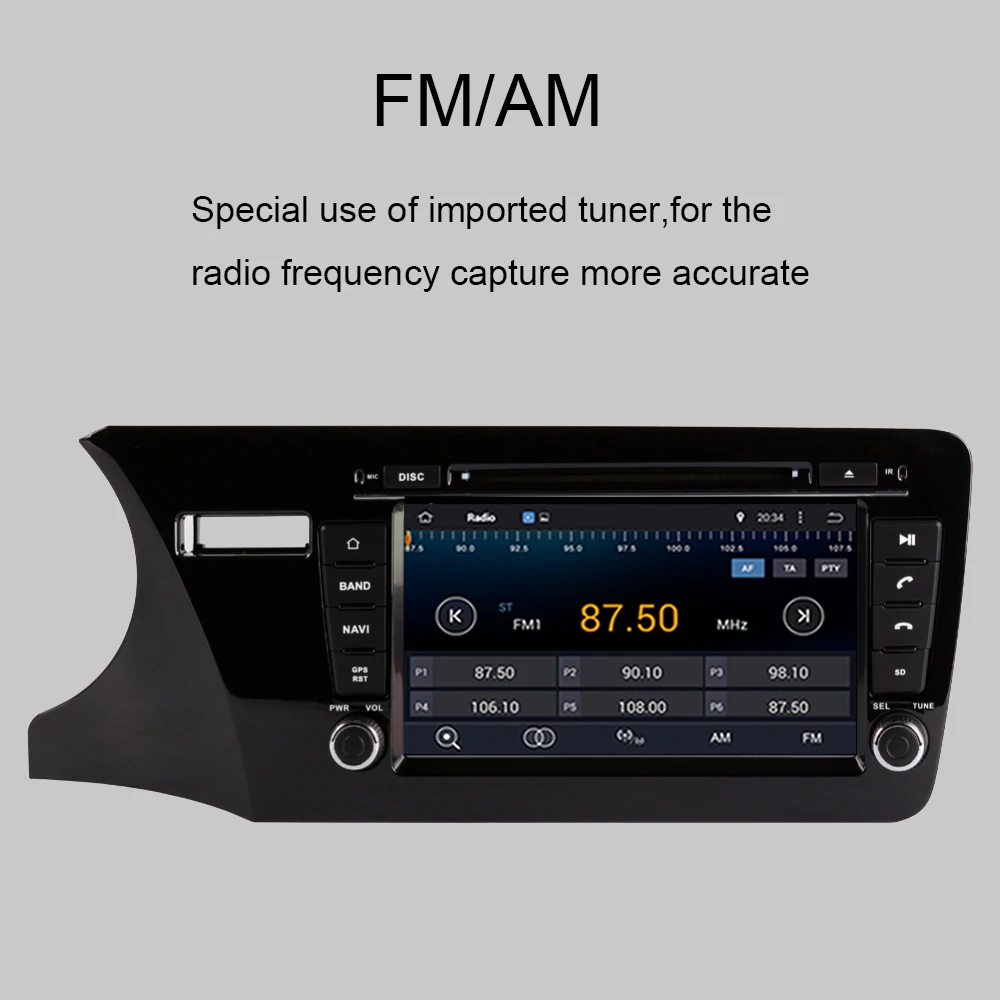 Excellent Android 9.0 Octa Core Car Radio Stereo For Honda City Left Hand Driving 2014-2019 WIFI DVD Multimedia Player Car GPS Navigation 5