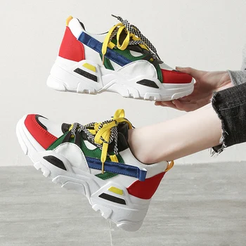 

Spring Fashion Female Vulcanize Shoes New Chunky Platform Snekaers Women Shoes Women's Thick Sole Sneakers Zapatos De Mujer