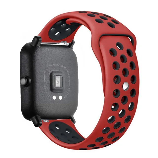 20mm/22mm Silicone band For Amazfit GTS 3/Pro/2/2e Mini/GTR 3 42mm/47mm/GTR2/stratos 2/3 Sport Watch Bracelet Amazfit bip strap red-black