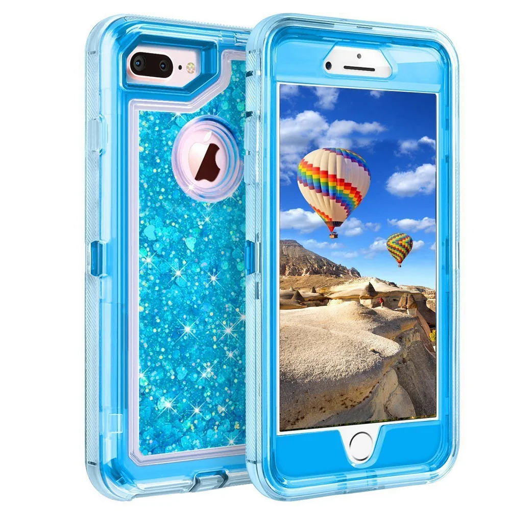 Blue Гибридный 3D Блестящий Защитный чехол для iPhone 8 6 6S 7 Plus X XS Max 11 Pro Max XR Ten Dynamic Quicksand противоударный чехол для телефона s - Цвет: Blue
