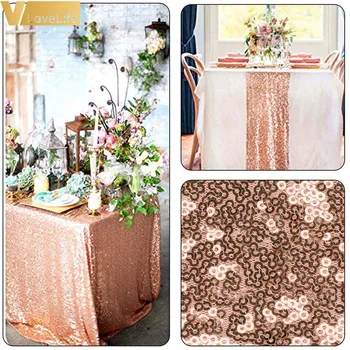 

1pc Sequin Tablecloth Round&Rectangular Table Cloth For Wedding Decoration Party Banquet Home Decor Support Custom Glitter