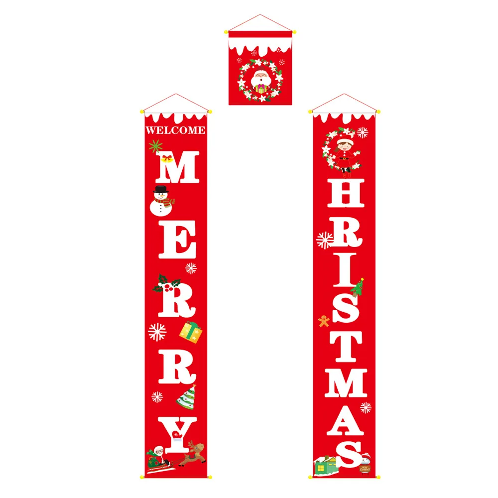 

Merry Christmas Door Banner Red And Black Plaid Porch Sign New Year Xmas Decorations For Home Wall Door Party Outdoor Indoor