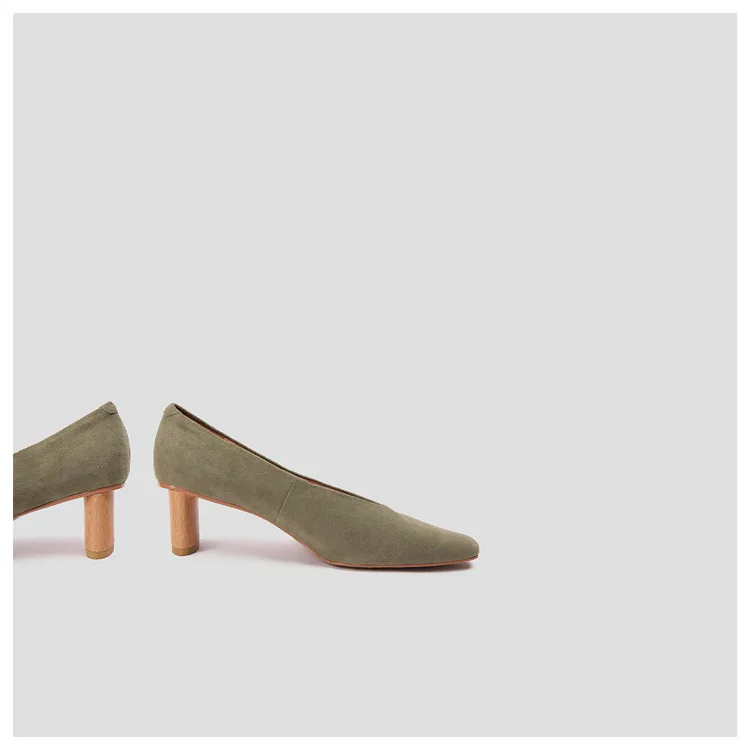 

WOMEN'S Genuine Leather Shoes 2019 Spring New Style Solid Color Low-Cut Cat Documentary Shoes Women's Small Square Head Sheepski