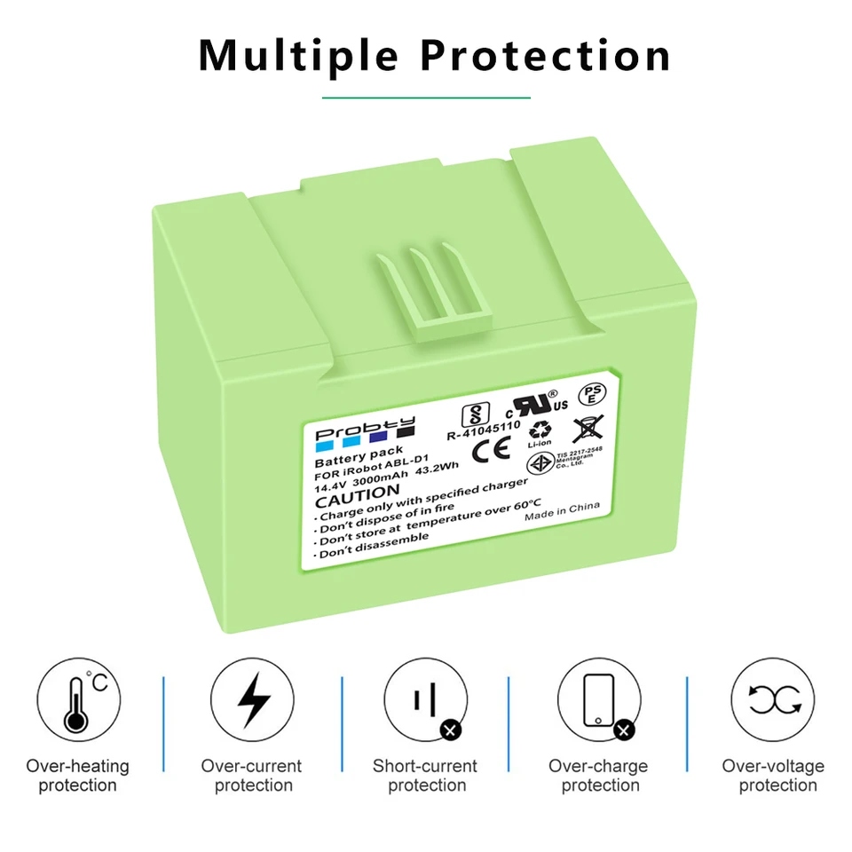 Batterie De Rechange Pour IRobot Roomba - ABL-D1 - 14.4V 1800mAh - Compatible E5/e6/i3/i4/i6/i7/i8 Et Plus