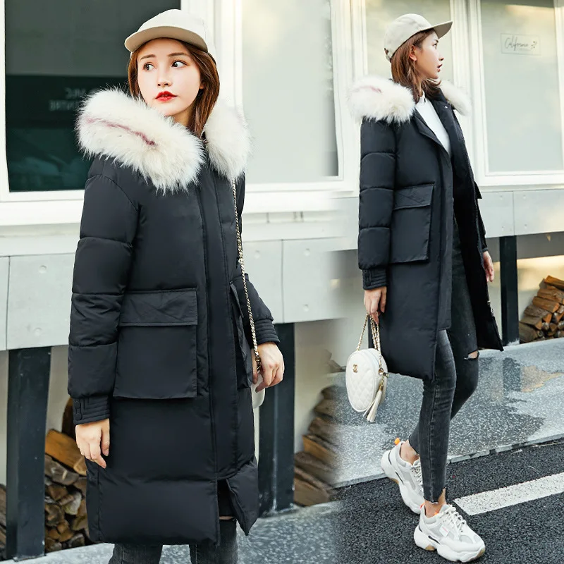 

Off Season Special Offer 2019 Winter New Style Korean-style down Jacket Women's Mid-length Large Fur Collar Loose-Fit Thick-Styl