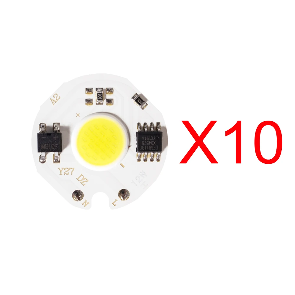 10PCS LED COB chip 3W/5W/7W/10W/12W 220V Y27 Smart IC without driver LED bulb for floodlight spotlight Diy matrix lighting