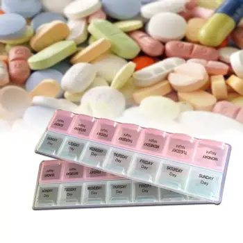 

14 Slots Mini Pill Case Portable Plastic Storage Pill Drug Medicine Organiser Case Box Compartment for Home Medical Travel Pill
