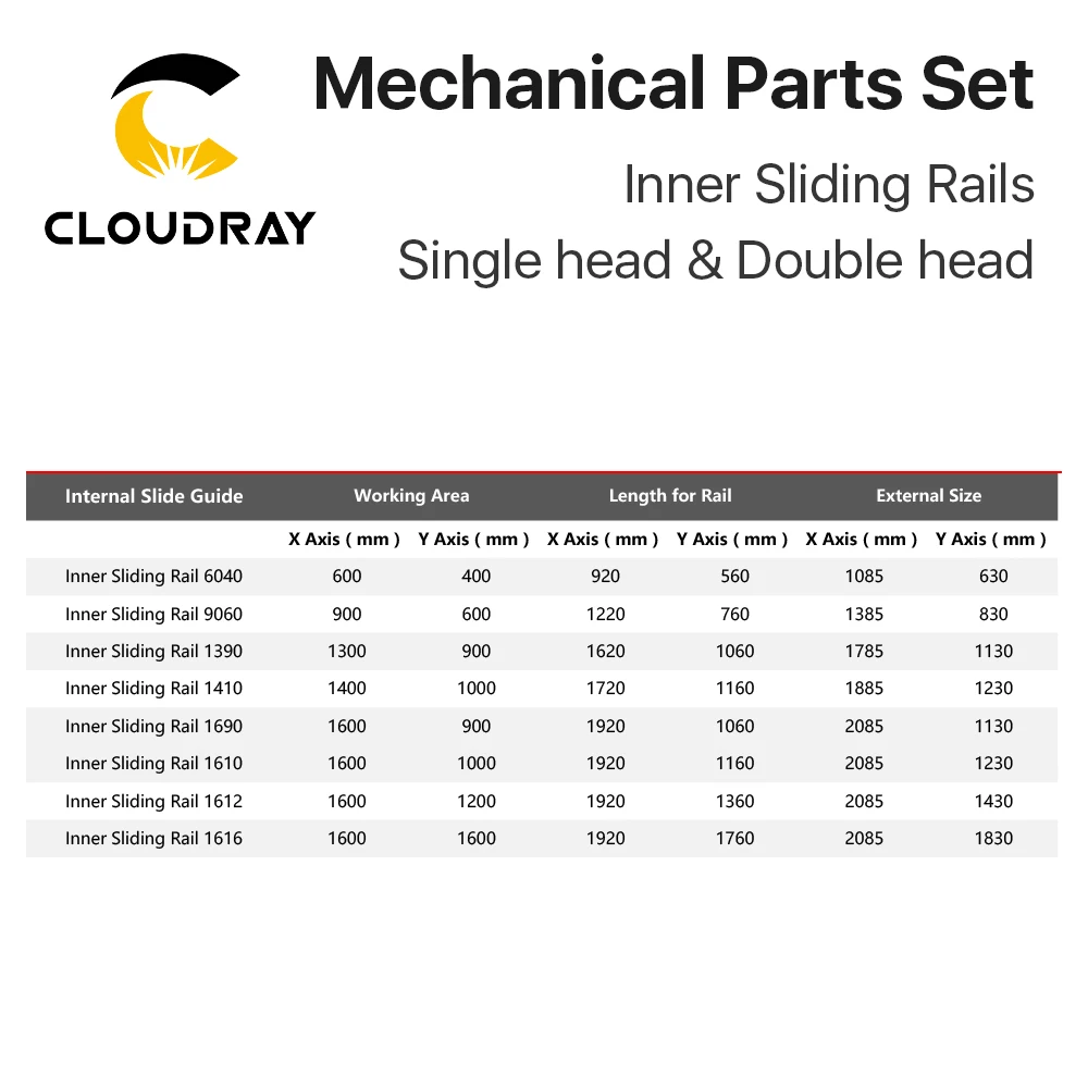 Cloudray набор механических деталей 900*600 мм Внутренние раздвижные рельсы комплекты запасных частей для DIY 9060 CO2 лазерная гравировка машина для резки