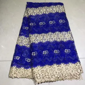 

French Stones Lace Fabric Women Wedding Dress African Lace Fabric 2019 High Quality Lace African Tulle Lace Fabric Royal blue