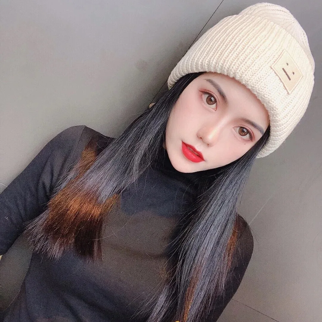 AC Studios Smiling face Beanie Skull Caps knitted Cashmere Eye Warm Couple Lovers Acne Hats Tide Street Hip-hop Wool Cap Adult