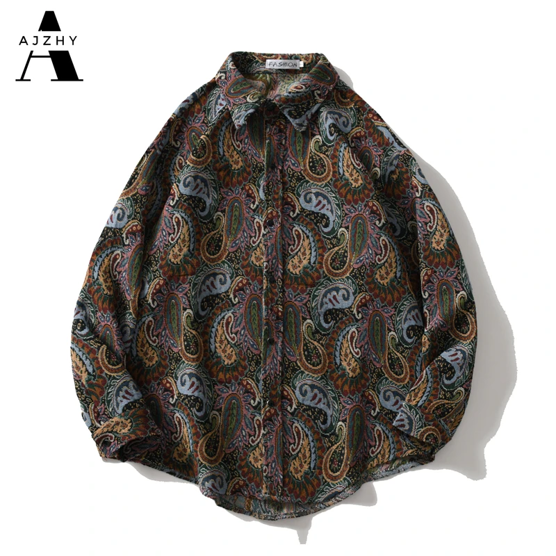 

AJZHY Vintage Shirt Jackets Mens Long Sleeve Button Up Loose Oversize Winter Warm Coat Casual Fashion Harajuku Hip Hop Clothing