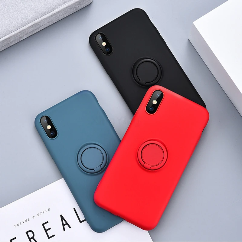 Чехол для iPhone XR XS 7 8 11 Pro MaX чехол из жидкого силикона с кольцом на палец Max Plus